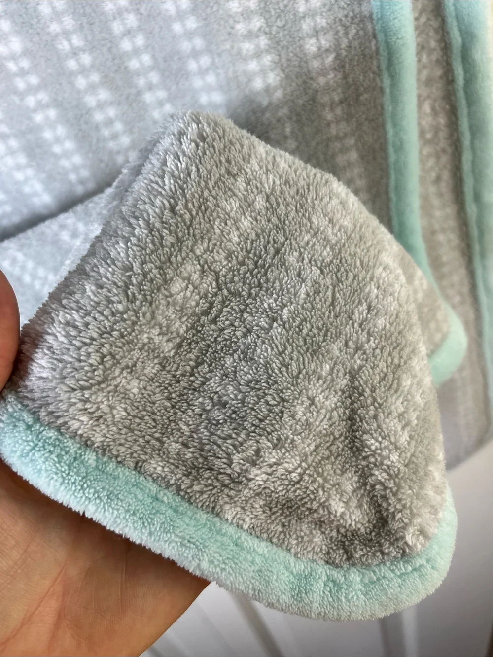 Parent's Choice Gray Sleeping Owl Baby Blanket Aqua Blue White Stripes Stars